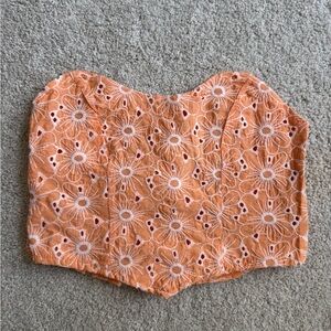 Orange Floral Women's Crop Top